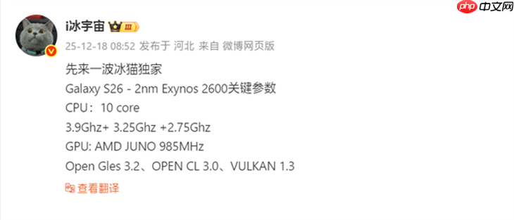 首款2nm手机芯片!三星Exynos 2600确认10核心,明年1月首发