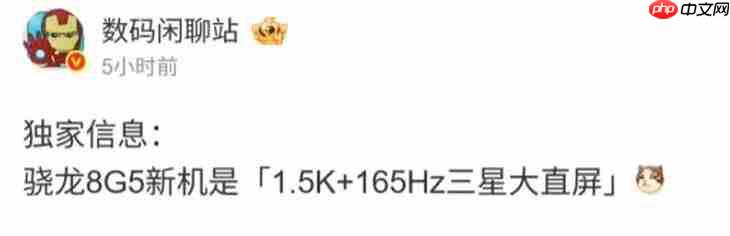 真我Neo7配置曝光:165Hz三星屏+骁龙 8 Gen5