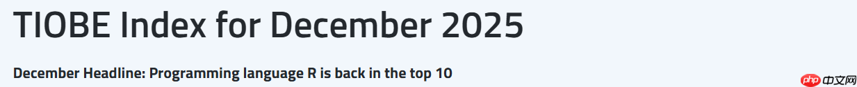 TIOBE 12 月榜单:C# 有望摘得年度语言,R 语言重返 Top 10