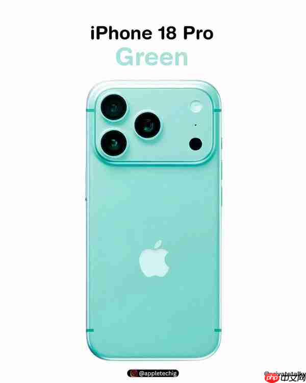 iPhone 18 Pro五款新配色渲染图曝光：蓝紫绿粉银五色