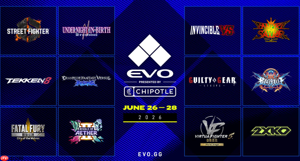 格斗游戏大赛EVO日本2026比赛游戏公布 明年5月举行