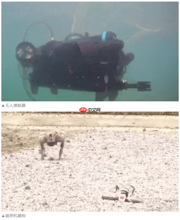 无人潜航器、磁探机器狗组团出击，我国海军实训现场画面公布