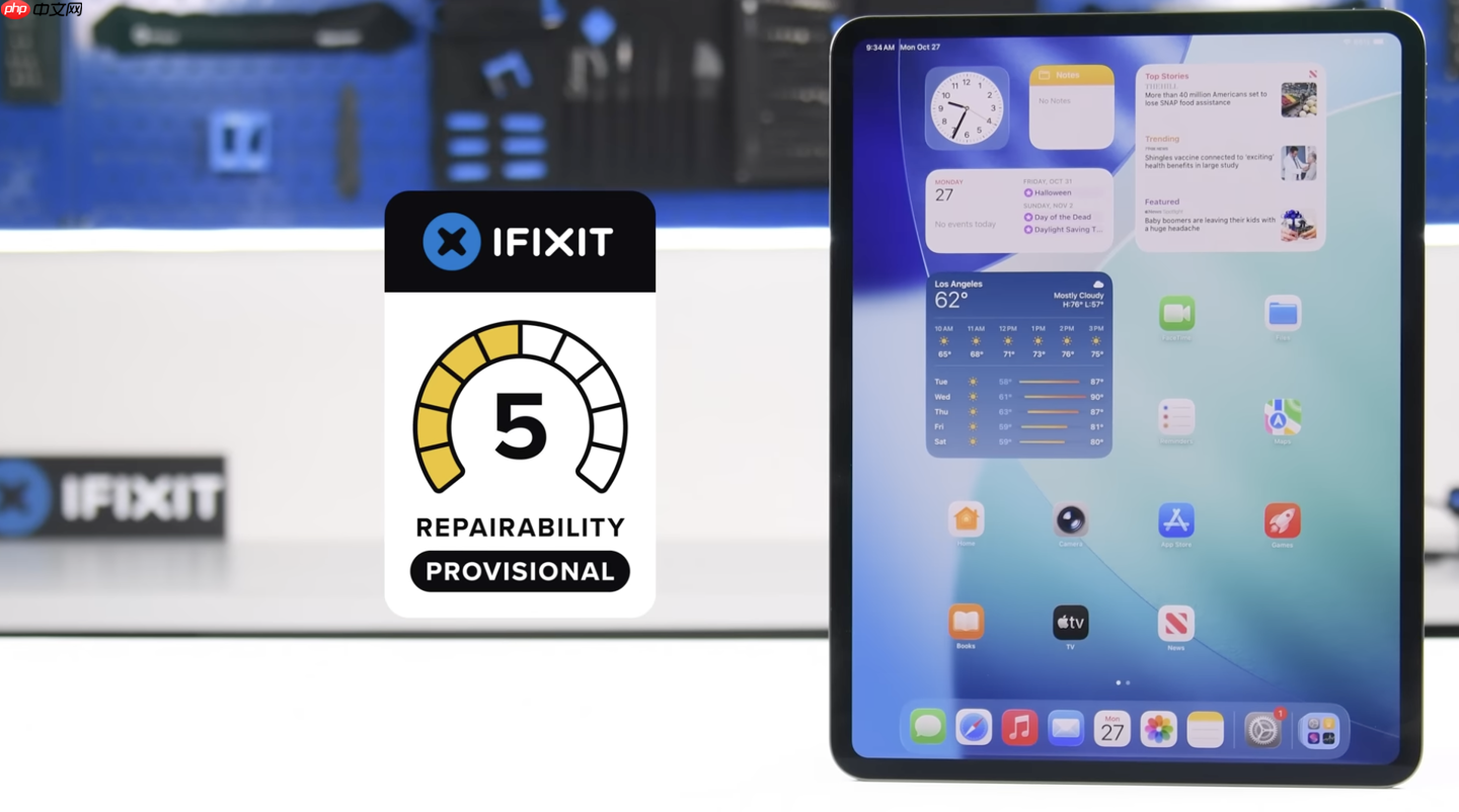 iFixit 拆解苹果 M5 iPad Pro:难修,但可以修