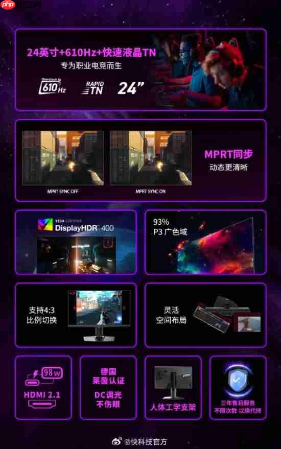 行业天花板!微星610Hz超高刷显示器补贴后3999元