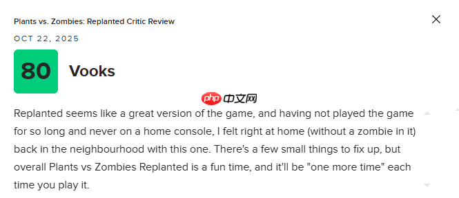 《植物大战僵尸：重植版》M站均分76分：必入手之作！