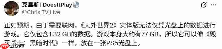 “钥匙”盘？  曝《天外世界2》PS5光盘实体版仅1.32GB