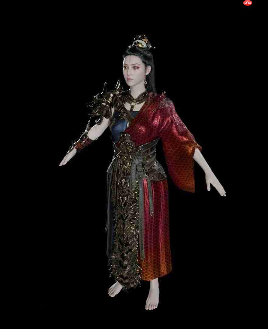 《黑神话：悟空》亢金星君3D模型图  与亢金龙嬉戏