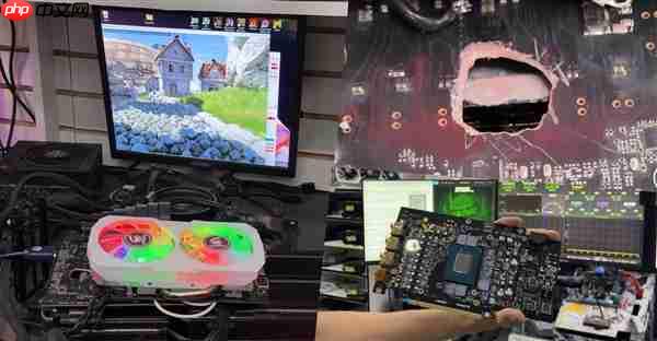 RTX 5070 Ti烧毁 出现一个大洞！竟然嫁接RX 580救活了