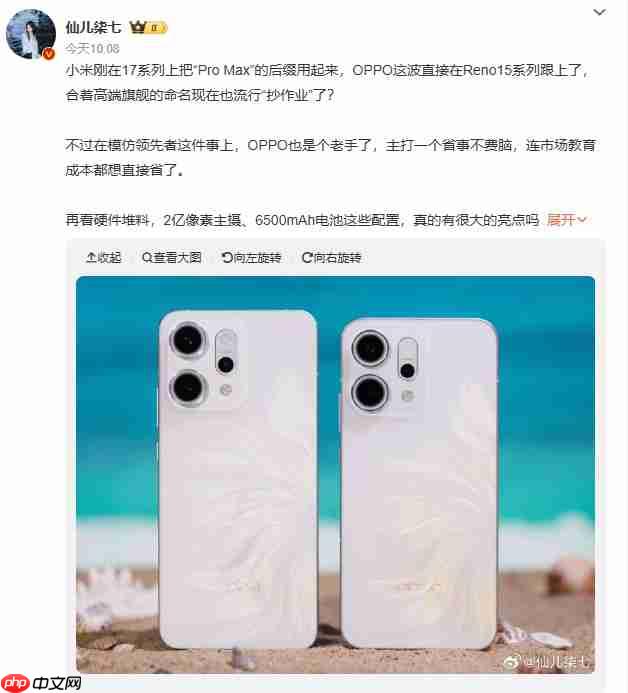 OPPO Reno15系列也上2亿像素?曝该系列首次新增Pro Max机型