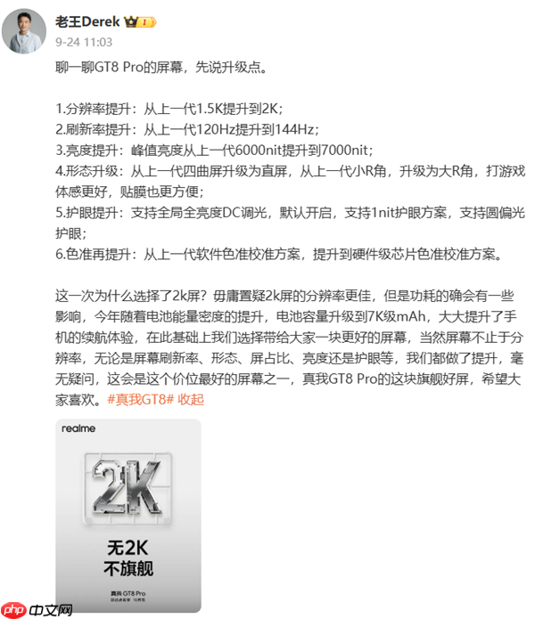 真我、京东方王炸组合!GT8 Pro全球首发2K 144Hz苍穹屏:神级好直屏