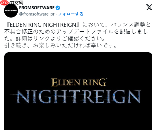 《艾尔登法环：黑夜君临》最新更新上线 多项调整