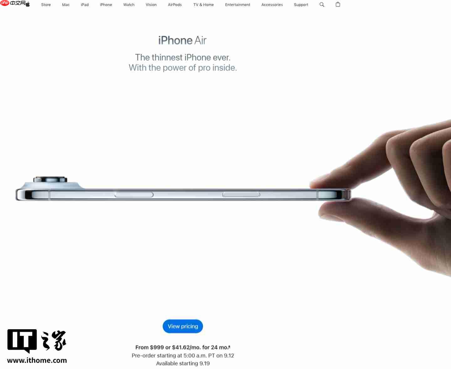 苹果的特殊照顾:iPhone Air 韩国官网没有捏合手势动画