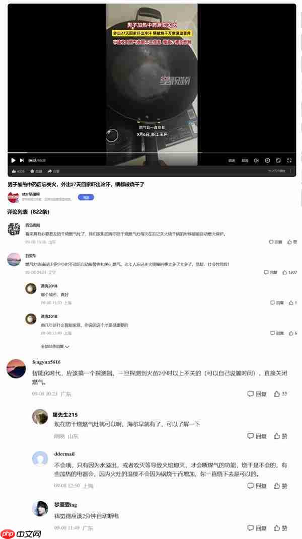 忘关火27天险酿大祸  网友呼吁普及防干烧灶具