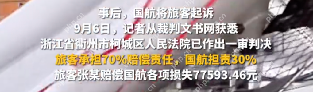 乘客误开应急舱门被判赔7万多:误将其当作厕所门打开 - php中文网
