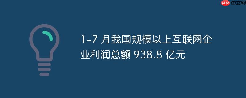 1-7 月我国规模以上互联网企业利润总额 938.8 亿元