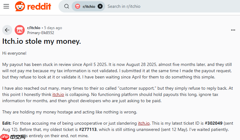 itch.io平台遭质疑 多位开发者反映没收到游戏收益