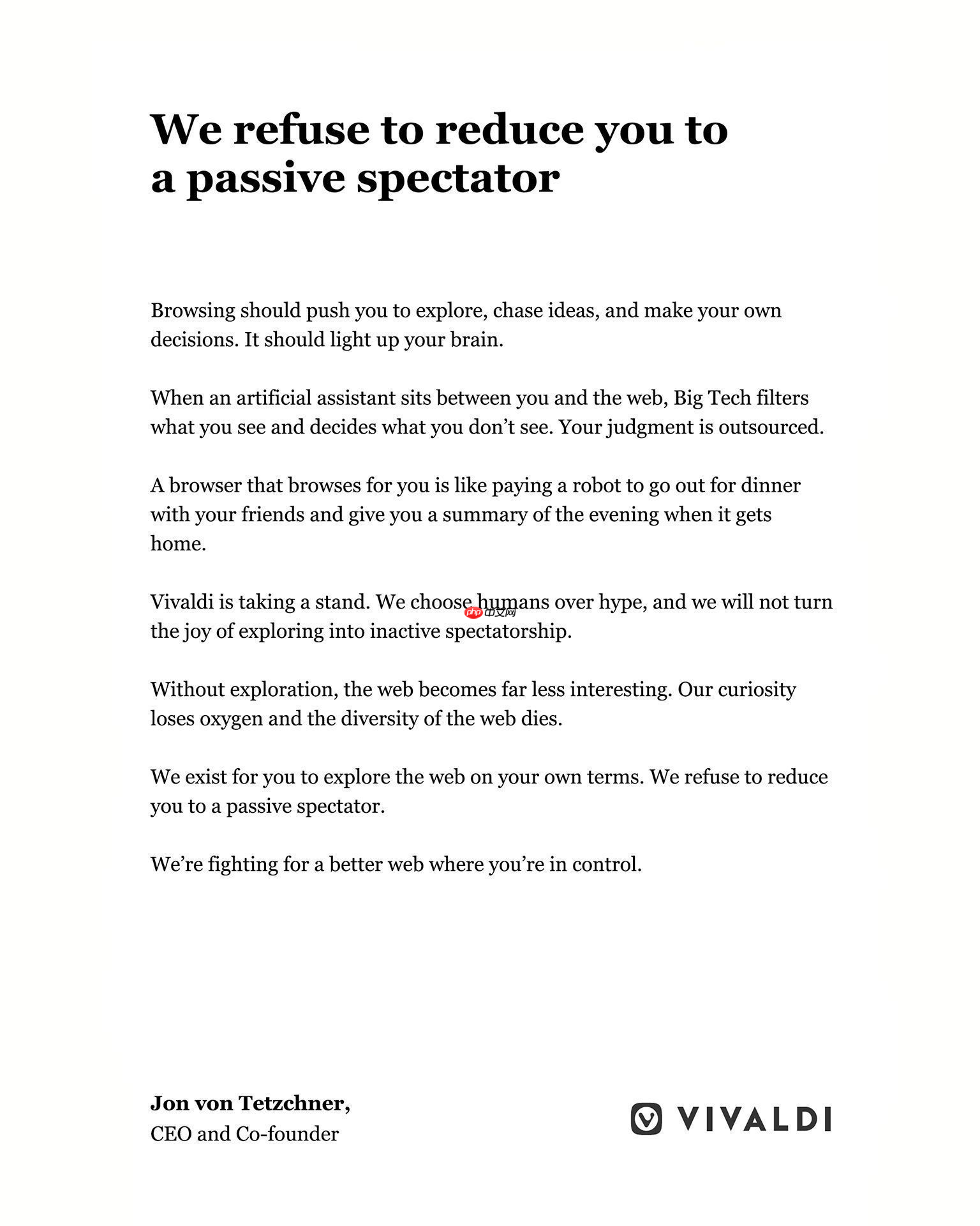 Vivaldi 联合创始人批评谷歌微软强行把 AI 塞进浏览器
