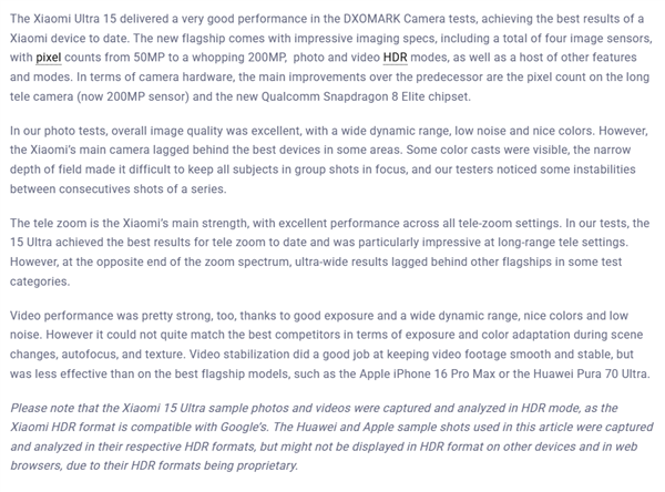 DXO公布小米15 Ultra影像成绩:153分 全球第13