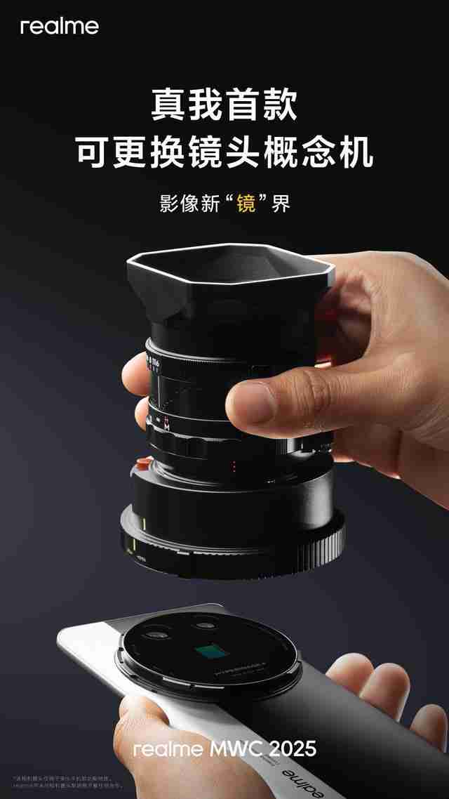 真我首款可更换镜头概念机亮相MWC 2025，10倍无损光学变焦