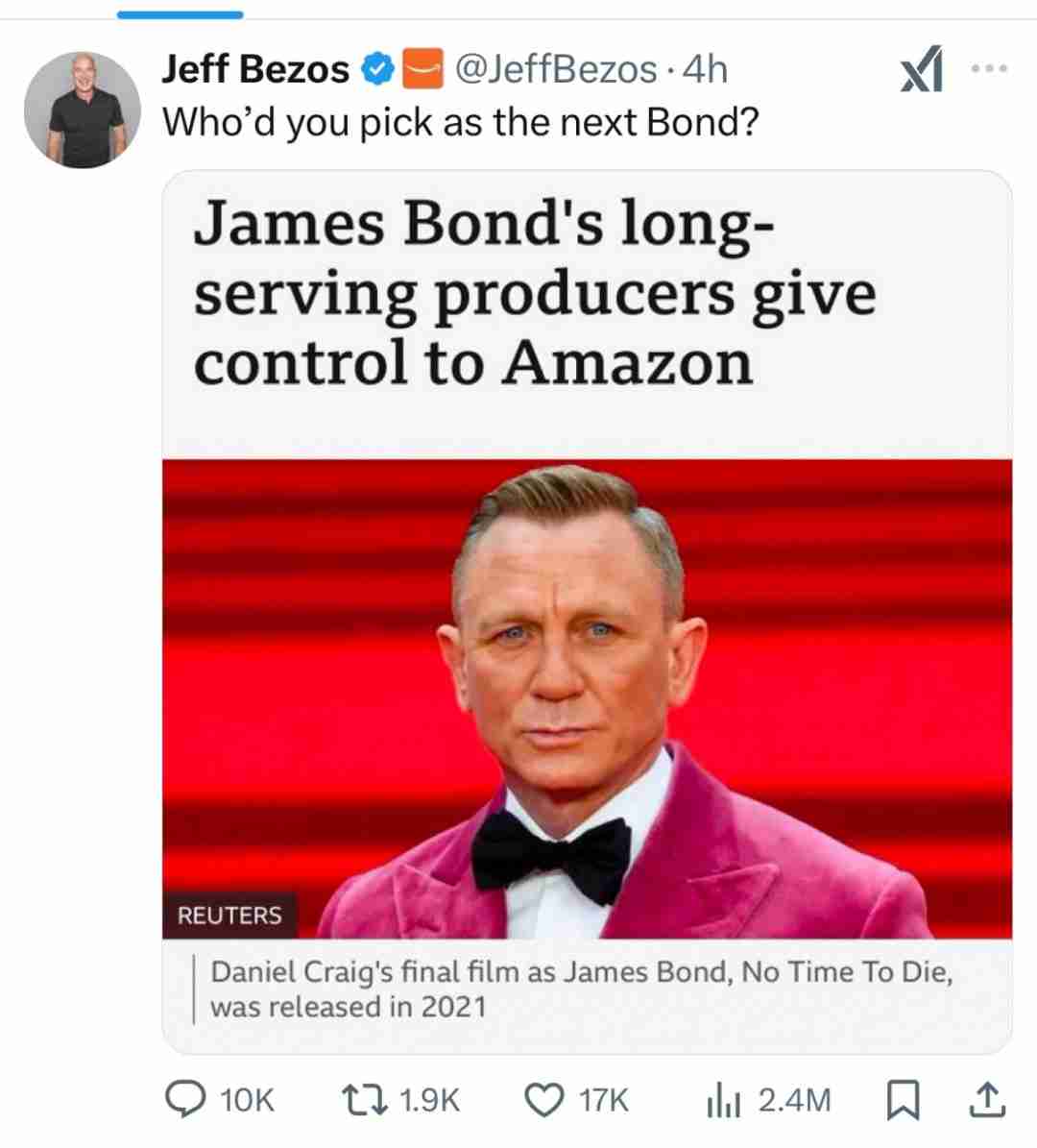 詹姆斯·邦德新篇章:亚马逊米高梅与布洛柯里家族携手共创未来