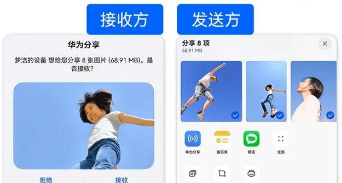 鸿蒙 HarmonyOS NEXT 系统“华为分享”功能支持多人群发特性