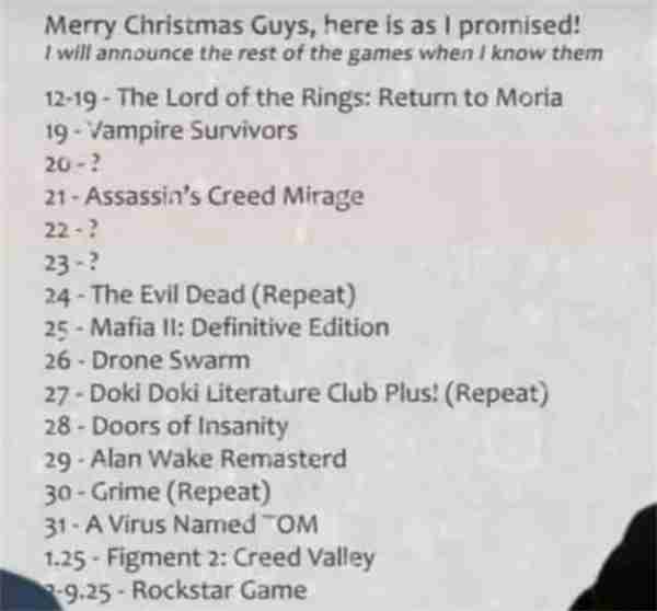 Epic“喜加16”游戏名单曝出!最后一款为R星游戏