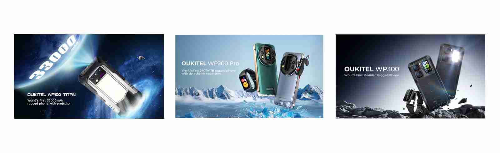 Oukitel 发布多款三防手机：WP200 Pro 内置可拆卸带屏蓝牙耳机，WP100 Titan 内置 33000mAh 电池