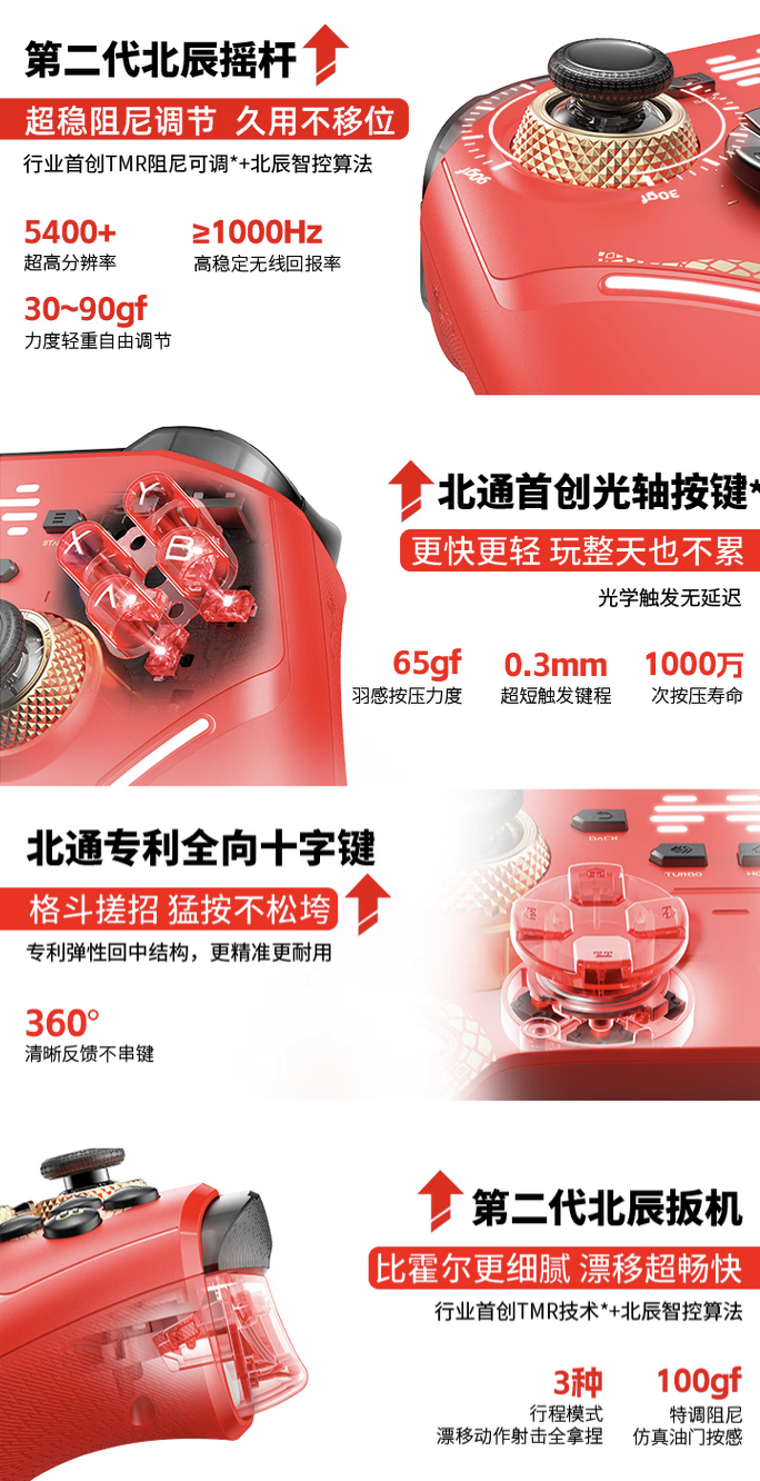 北通鲲鹏 40 手柄“巳蛇限定版”开售：蛇纹元素丝印、搭 TMR 阻尼可调摇杆，首发 309 元