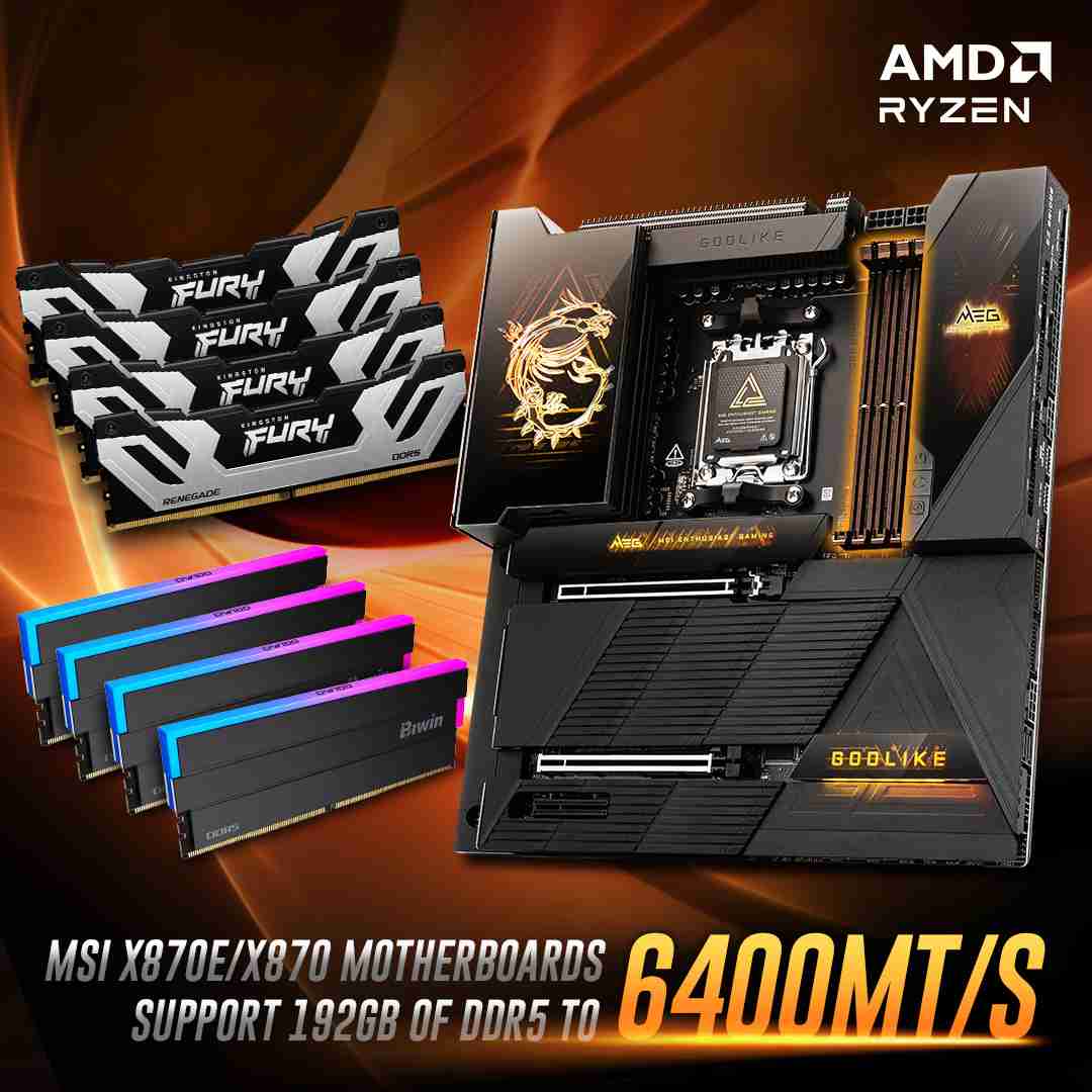 微星 X870 主板 BIOS 更新解锁 192GB 内存上限,插满 DDR5-6400 满足 1:1 甜蜜点