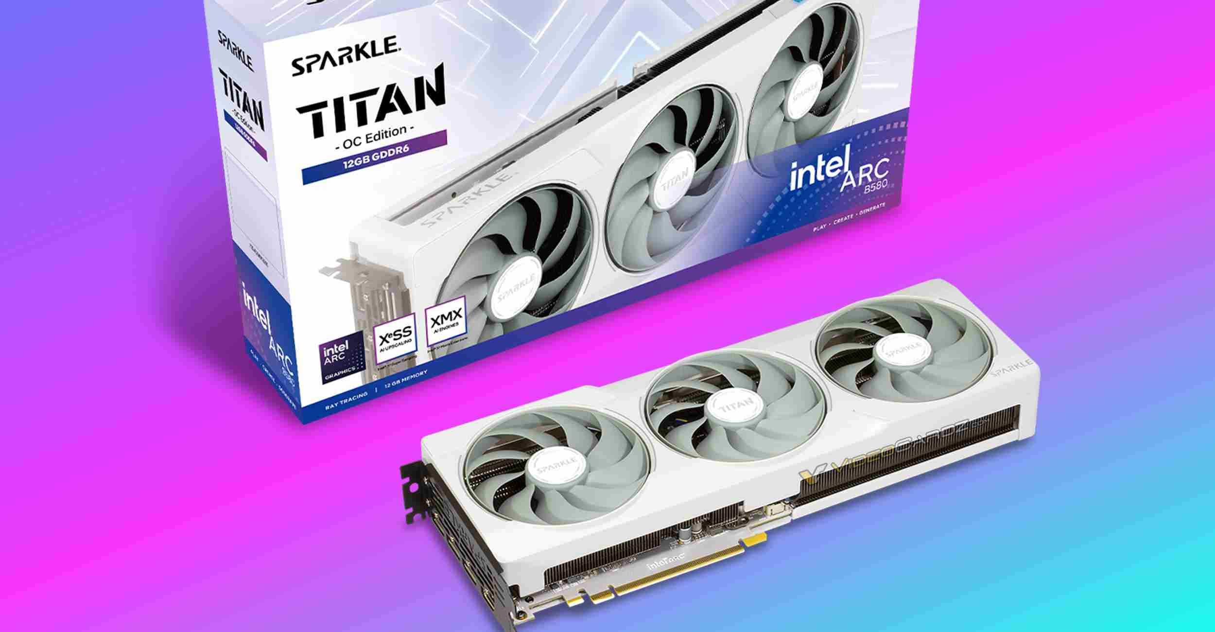 撼与锐炫 B580 TITAN LUNA 显卡曝光:纯白配色,出厂超频