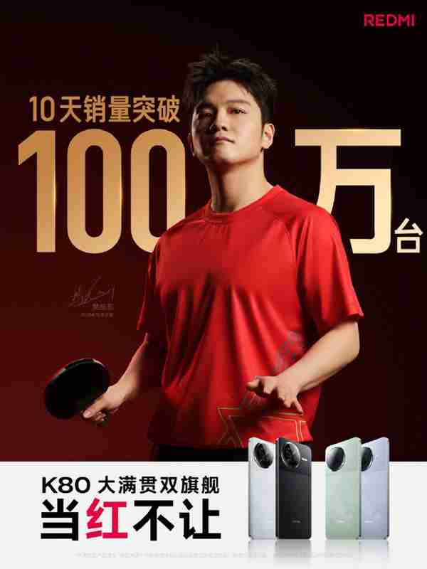 REDMI K80系列10天销量突破100万台!刷新K系列最快破百万纪录