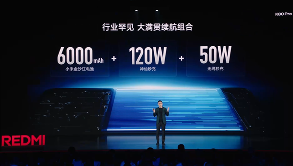行业独一家!REDMI K80 Pro支持120W快充+50W无线充 6000mAh大电池