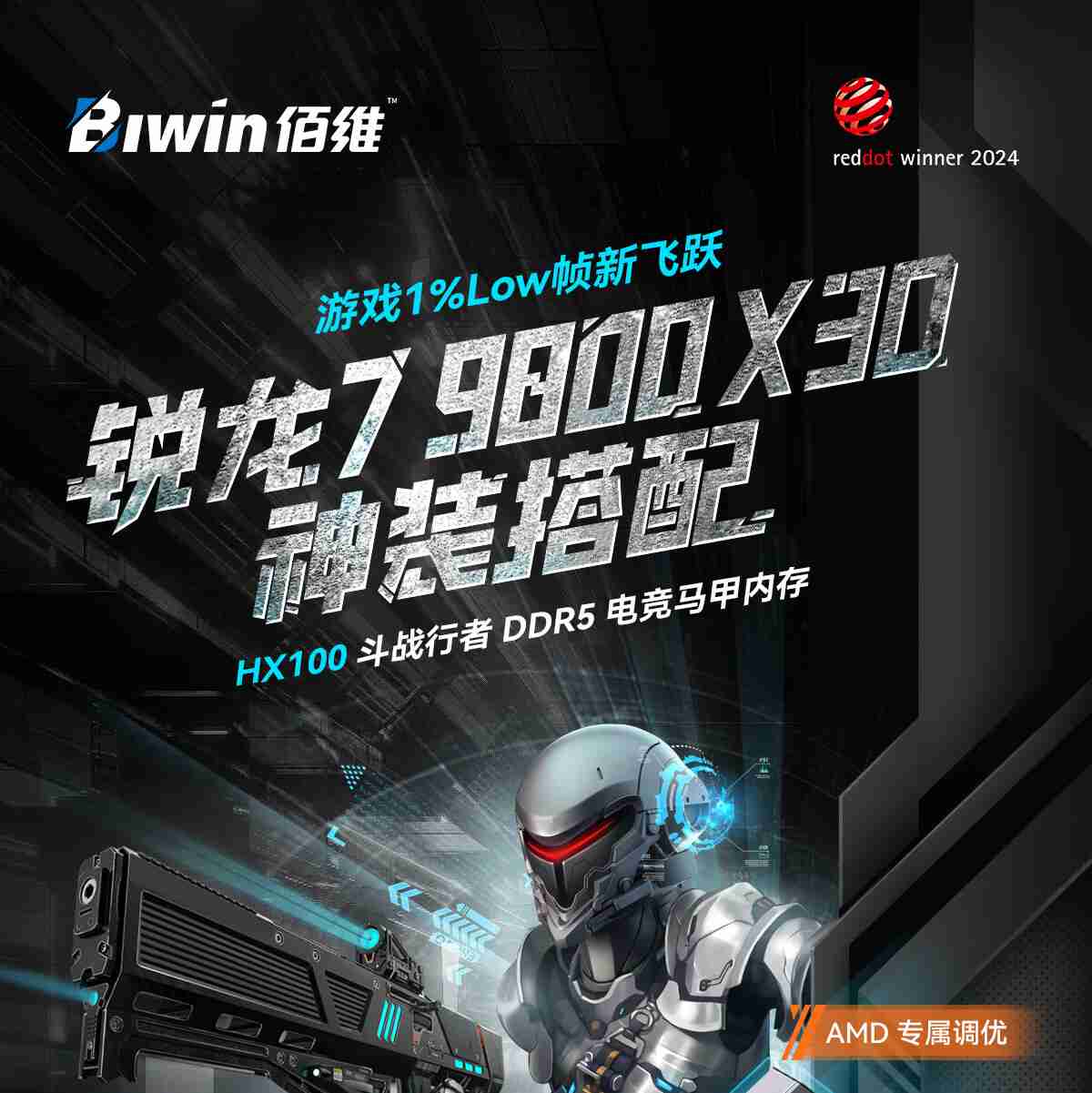 佰维推出 AMD 锐龙 7 9800X3D 处理器适配内存条:6400CL30 16GB×2,799 元