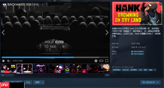 叙事冒险游戏《Hank:Drowning On Dry Land》上架Steam 预计明年1月14日上线