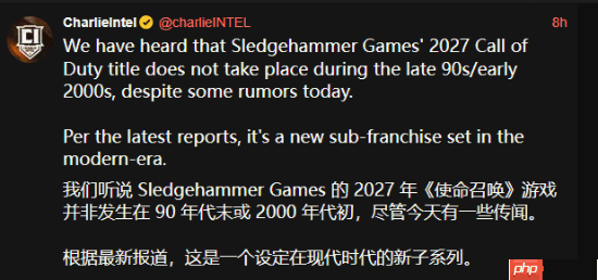 全新《使命召唤》题材定了?曝锤组打造全新系列 现代背景