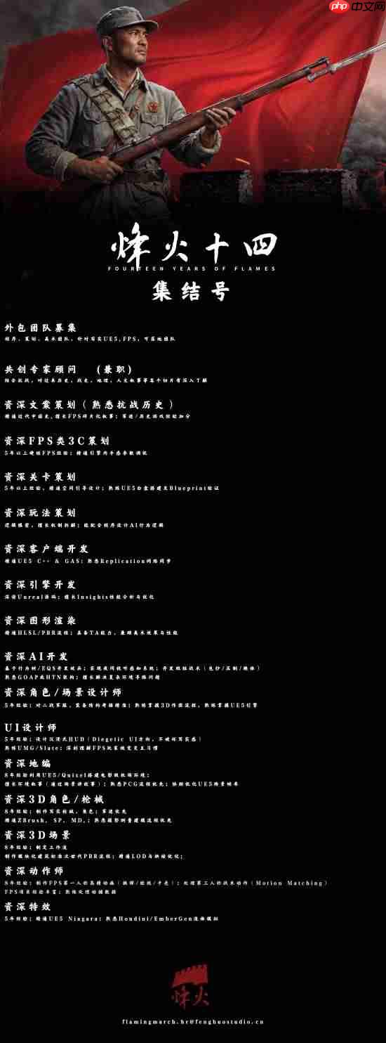 国产抗日FPS新游《烽火十四》招贤纳士!高清宣传图公布