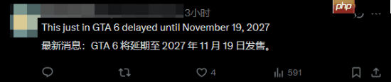 我们第2次距《GTA6》发售日365天!玩家:我看还有第3次