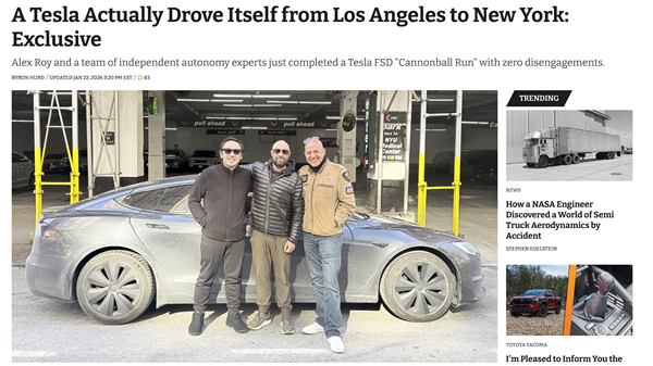 均速103km/h 特斯拉Model S用FSD跑4958公里全程零接管!